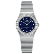 Omega Constellation Manhattan Quartz Diamonds Blue Dial Silver Steel Strap Watch for Women - 131.15.25.60.53.001