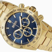 Hugo Boss Ikon Chronograph Blue Dial Gold Steel Strap Watch for Men - 1513340