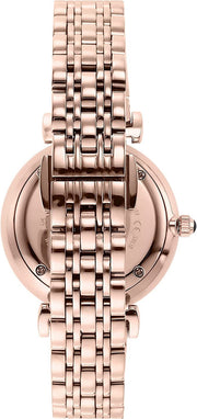 Emporio Armani Gianni T-Bar Quartz Crystals Black Dial Gold Steel Strap Watch For Women - AR11423