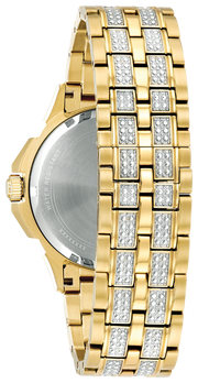 Bulova Crystal Collection Octova White Dial Gold Steel Strap Watch for Men - 98C126