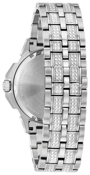 Bulova Crystal Collection Pave Silver Dial with Crystals Silver Steel Strap Watch for Men - 96C134