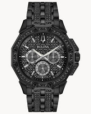 Bulova Octova Chronograph Black Crystal Dial Black Steel Strap Watch for Men - 98C134