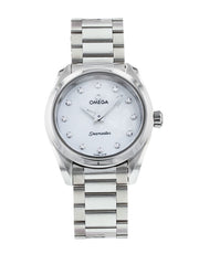 Omega Seamaster Aqua Terra Quartz Diamonds Mother of Pearl Dial Silver Steel Strap Watch for Women - 220.10.28.60.55.001