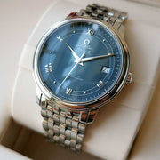 Omega De Ville Prestige Co-Axial Blue Dial Silver Steel Strap Watch for Men - 424.10.40.20.03.002