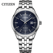Citizen Eco Drive Blue Dial Silver Steel Strap Watch For Men - BM7250-56L