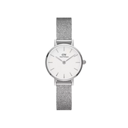 Daniel Wellington Classic Petite Sterling White Dial Silver Mesh Bracelet Watch for Women - DW00100442