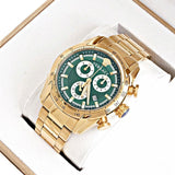 Versace V-Ray Chronograph Green Dial Gold Steel Strap Watch For Men - VE2I00621