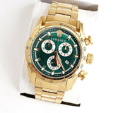 Versace V-Ray Chronograph Green Dial Gold Steel Strap Watch For Men - VE2I00621