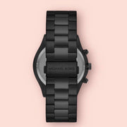 Michael Kors Slim Runway Chronograph Black Dial Black Steel Strap Watch For Men - MK8919