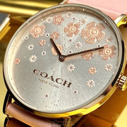 Coach Perry Silver Dial Pink Leather Strap Watch For Women - 14503325