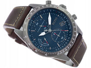 Hugo Boss Pilot Edition Chronograph Blue Dial Brown Leather Strap Watch for Men - 1513852