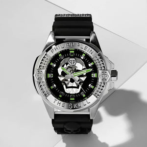 Philipp Plein The Skull Black Dial Black Silicone Strap Watch for Men - PWAAA0121