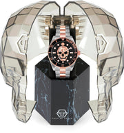 Philipp Plein The $kull Diver Black Dial Two Tone Steel Strap Watch For Men- PWOAA0822