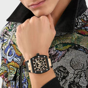Philipp Plein Hexagon Phantom Black Dial Black Silicone Strap Watch For Men- PWPUA0124