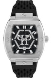 Philipp Plein Hexagon Phantom Black Dial Black Silicone Strap Watch For Men- PWPUA0524