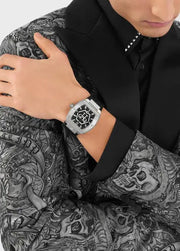 Philipp Plein Hexagon Phantom Black Dial Black Silicone Strap Watch For Men- PWPUA0524