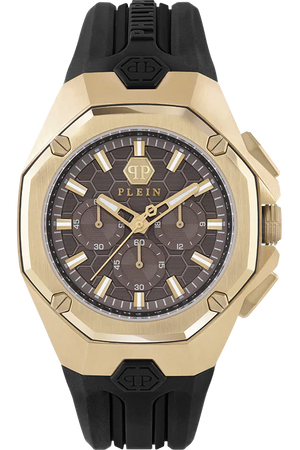 Philipp Plein Hyper Sport Chronograph Brown Dial Black Silicone Strap Watch for Men - PWTBA0423