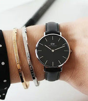 Daniel Wellington Classic Petite Reading Black Dial Black Leather Strap Watch For Women - DW00100235