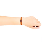 Gucci G-Frame Square Mother of Pearl Orange Dial Orange Leather Strap Watch For Women - YA128532