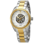 Maserati Traguardo Automatic White Skeleton Dial Two Tone Steel Strap Watch For Men - R8823112003
