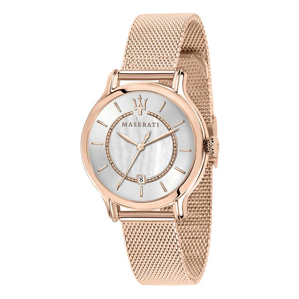 Maserati Epoca Mother of Pearl Dial Rose Gold Mesh Strap Watch For Women - R8853118506