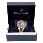 Maserati SFIDA Black Dial Two Tone Steel Strap Watch For Men - R8873640014