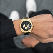 Maserati Stile Chronograph Black Dial Gold Steel Strap Watch For Men - R8873642001