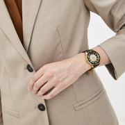 Michael Kors Runway Quartz Black Dial Brown Leather Strap Watch For Women - MK6979
