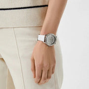 Michael Kors Runway Three Hand White Dial White Leather Strap Watch For Women - MK6998