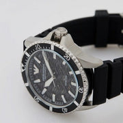 Emporio Armani Sea Explorer Meccanico Automatic Black Dial Black Silicone Strap Watch For Men - AR60062