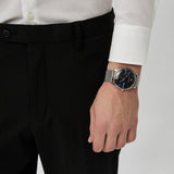 Emporio Armani Minimalist Quartz Blue Dial Silver Mesh Strap Watch For Men - AR11571