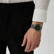 Emporio Armani Minimalist Quartz Green Dial Silver Mesh Bracelet Watch For Men - AR11578