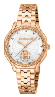 Just Cavalli Classic White Dial Rose Gold Steel Strap Watch for Women - RV1L225M0061