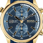 Hugo Boss Globetrotter Chronograph Blue Dial Blue Silicone Strap Watch for Men - 1513822