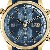 Hugo Boss Globetrotter Chronograph Blue Dial Blue Silicone Strap Watch for Men - 1513822