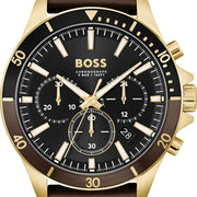 Hugo Boss Troper Chronograph Black Dial Brown Leather Strap Watch For Men - 1514100