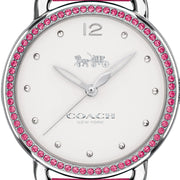 Coach Delancey White Dial Red Leather Strap Watch for Women - 14502879