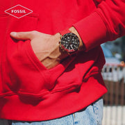 Fossil Bannon Multifunction Black Dial Red Silicone Strap Watch for Men - BQ2499