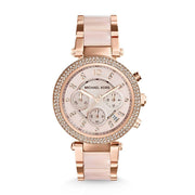 Michael Kors Parker Pink Dial Two Tone Steel Strap Watch for Women - MK6110