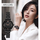 Emporio Armani Gianni T Bar Black Dial Black Steel Strap Watch For Women - AR11245