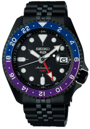 Seiko Automatic SKX GMT Yuto Horigome Limited Edition Black Dial Black Steel Strap Watch For Men - SSK027K1