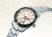 Seiko Presage Sharp Edged Series Automatic GMT Champagne Dial Silver Steel Strap Watch For Men - SPB273J1