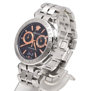 Versace Aion Chronograph Black Dial Silver Steel Strap Watch For Men - VE1D01019