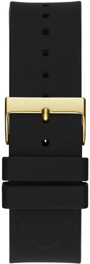 Guess King Quartz Crystals Gold Dial Black Silicone Strap Watch For Men - GW0537G2