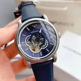 Emporio Armani Luigi Chronograph Blue Dial Blue Leather Strap Watch For Men - AR60011