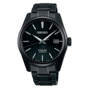Seiko Presage Sharp Edged Series Black Dial Black Steel Strap Watch For Men - SPB229J1