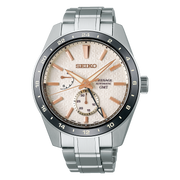 Seiko Presage Sharp Edged Series Automatic GMT Champagne Dial Silver Steel Strap Watch For Men - SPB273J1