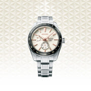 Seiko Presage Sharp Edged Series Automatic GMT Champagne Dial Silver Steel Strap Watch For Men - SPB273J1