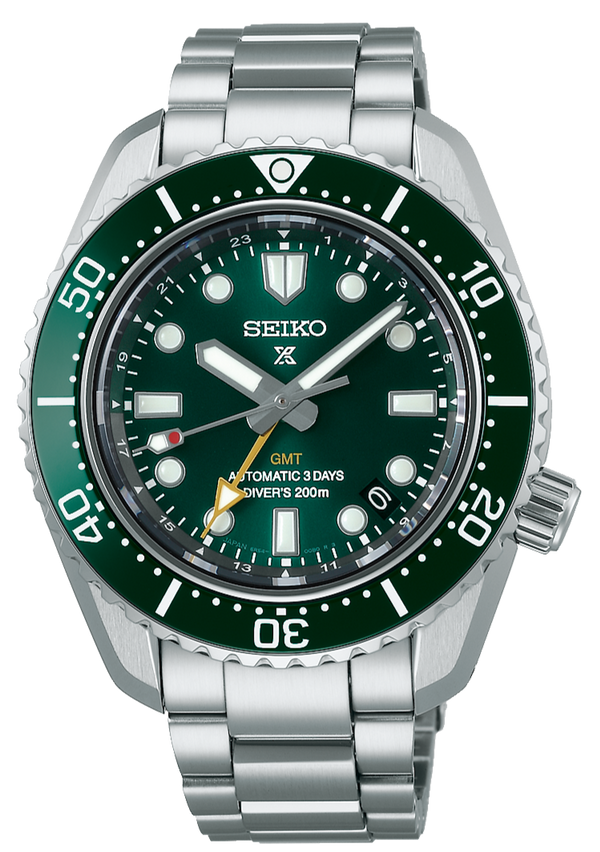Seiko Prospex GMT Divers Automatic Marine Green Dial Silver Steel Strap Watch For Men - SPB381J1