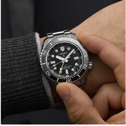 Seiko Prosprex Dark Depths GMT Automatic Black Dial Silver Steel Strap Watch For Men - SPB383J1